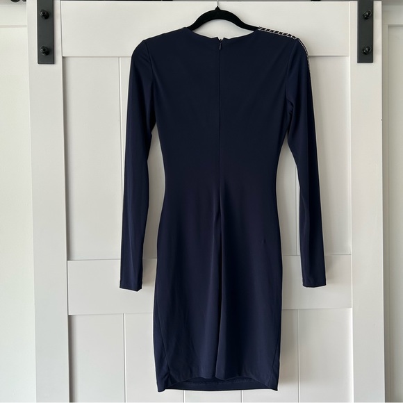 Navy Blue Guess Long Sleeve Cocktail Dress - Picture 3 of 5